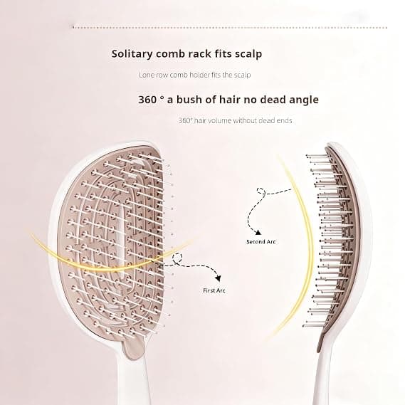 Selvrensende kam - buet ventilationsdesign for hurtigere tørring, velegnet til både våd og tør brug, og til både mænd og kvinder.