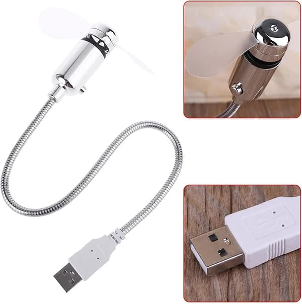USB LED-blæser, mini bærbar USB-drevet fleksibel køleblæser med kontakt til stationær pc-computer bærbar tablet