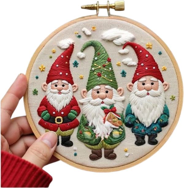 Christmas Embroidery Kit, Cross Stitch Material DIY Kit for Adults, Includes Three Santa Claus Patterns, Beginner Set, Christmas Decoration Gift