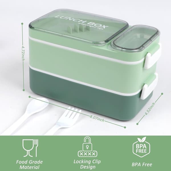 Lunch Box - Lunch Box for Adults - Lunch Box for Kids - Divided Lunch Box - Large 2-Layer Box - Pink - 1600ml - Suitable for Work/School - Vegetables