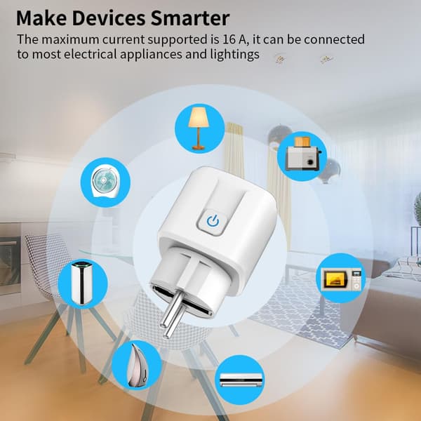 Homekit Smart Plug-stikkontakt fungerer med Apple Homekit, Siri stemmestyring, timerfunktion, EU, 16A