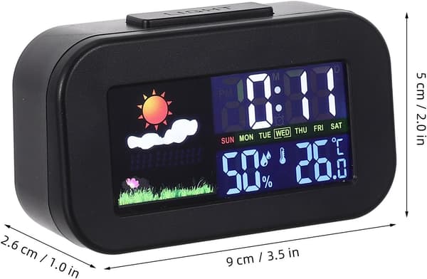 Soveromsvekkerklokke, digitalt termometer og hygrometer for kontoret