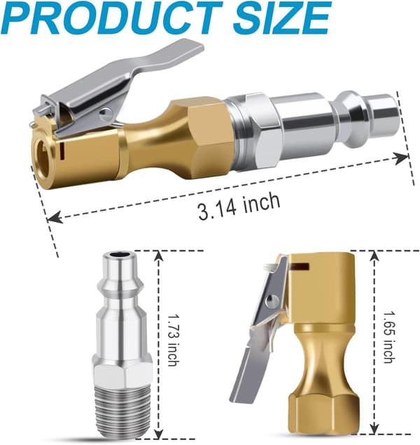 3-pack luftchuckar, kraftiga stängda däckchuckar med 0,64 cm FNPT för däckpumpmätare kompressortillbehör.