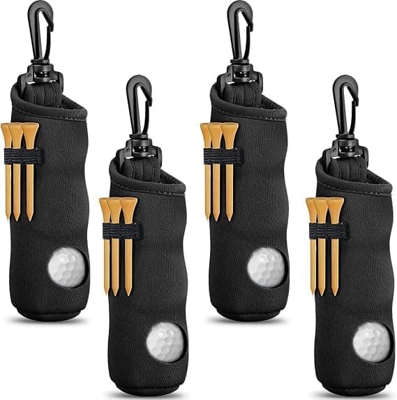 4 dele golf tee holder golfbold bæretaske pose boldholder nøglering bælteclips gaver tilbehør