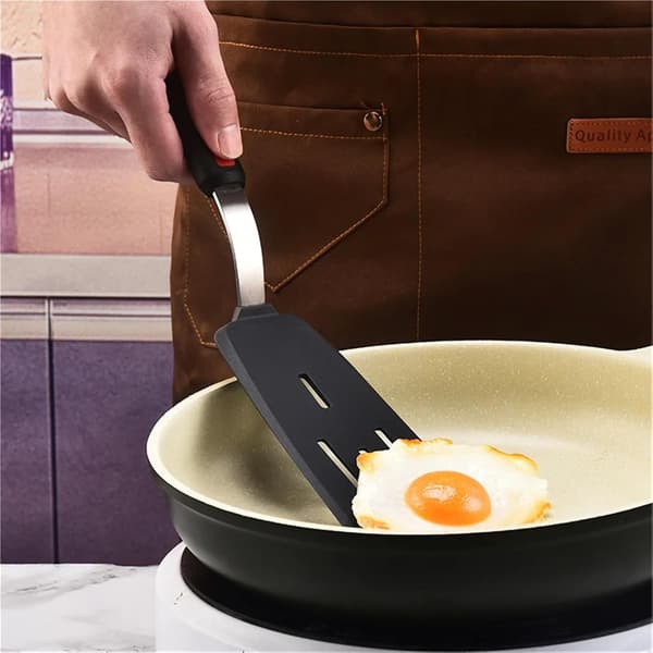 Stekspade Non-Stick Slitsad Stekspade Köksredskap Spatel Rostfritt Stål Silikon Biff