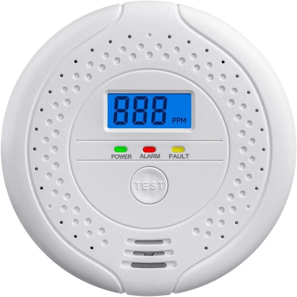 Smart kolmonoxiddetektor med LCD-display, batteridriven CO-larm, 85dB ljudvarning, LED-blixtljus