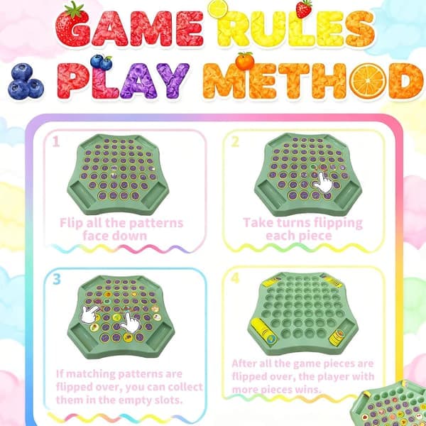 54-piece Fruit Flip Chess Memory Board Game, Suitable for Preschools, Families, and Parties.