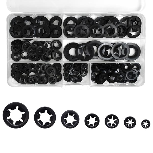 340 st låsbrickor Starlock låsbrickssats lagerfäste M3 M4 M5 M6 M8 M10 M12 (7 storlekar)