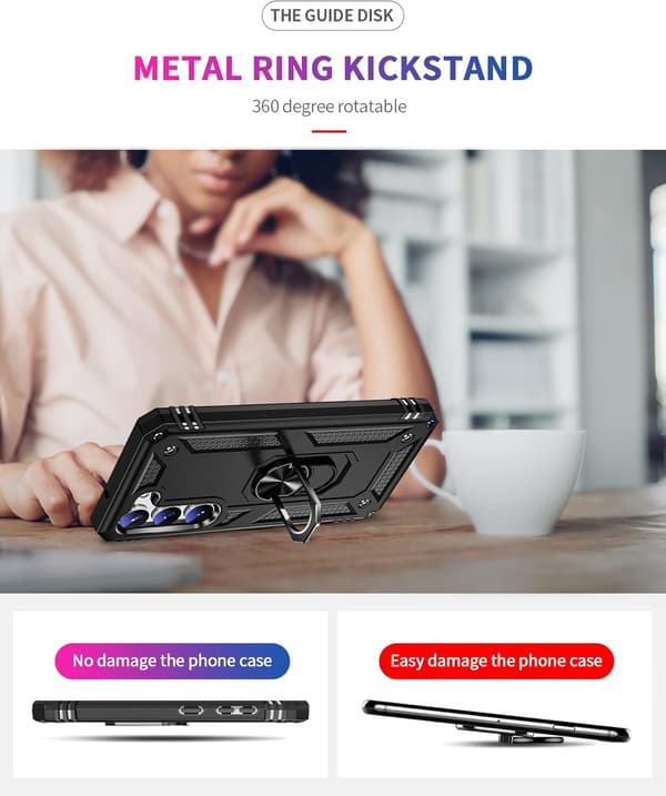 Samsung Galaxy S23 cover med en metalring - Sort