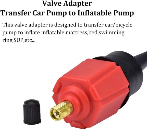 Bilkompressor til oppustelig pumpeventiladapter, 4 dyseadapter til luftmadras, svømmering/pool, oppustelig seng/sofa, båd, kajak, SUP, sort