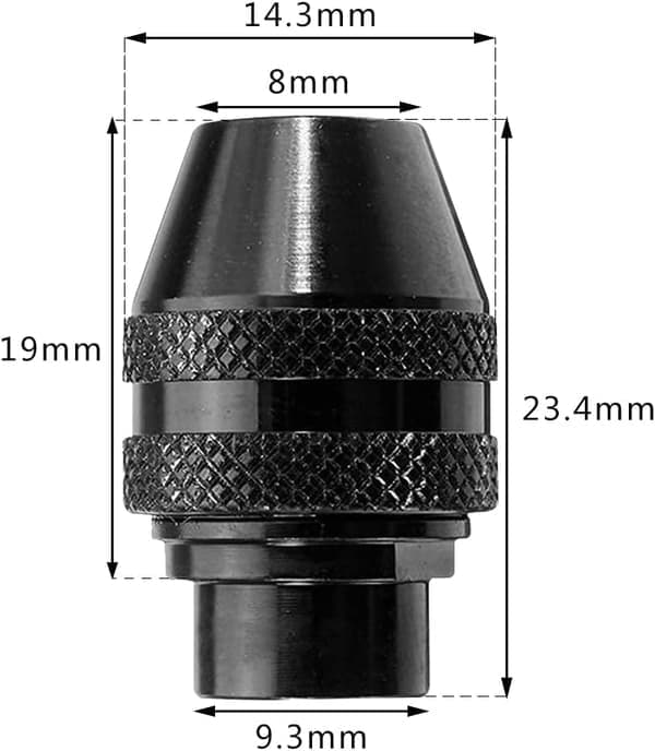 Multifunktionel nøglefri borepatron, 4-pak, mini nøglefri borepatron, universaladapter, nøglefri multichuck til elektriske slibemaskiner, 0,4-3,2 mm