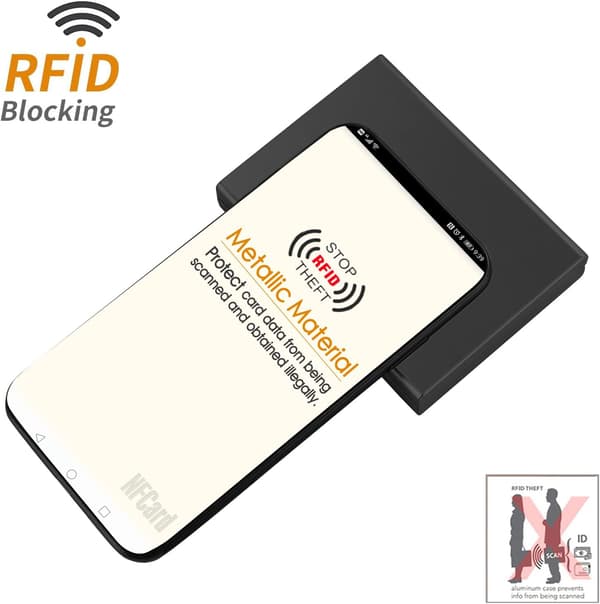 Kortholder med rum - Beskytter mod RFID - Rustfrit stål - Pung metal Sort black