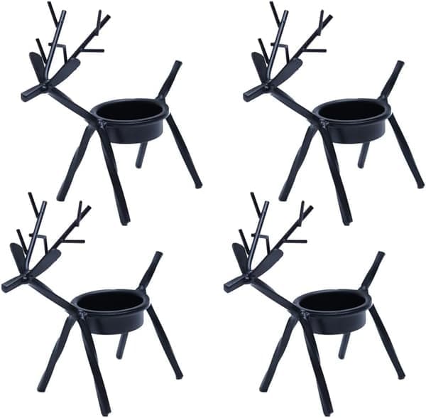4 stk. julelysestaker i rent svart metall, telysholder