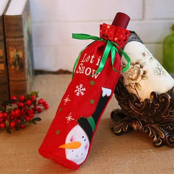 2-pack Jul Vinflaskpresentpåsar Julpåsar Tomte Snögubbe Rödvinsflasköverdrag Påsar
