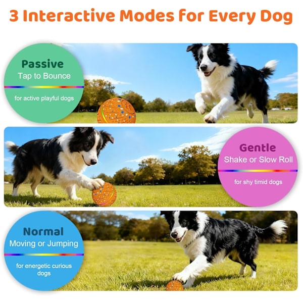 Interaktiv Smart Hundleksaksboll med RGB-ljus - Automatisk studsboll, 3 ...