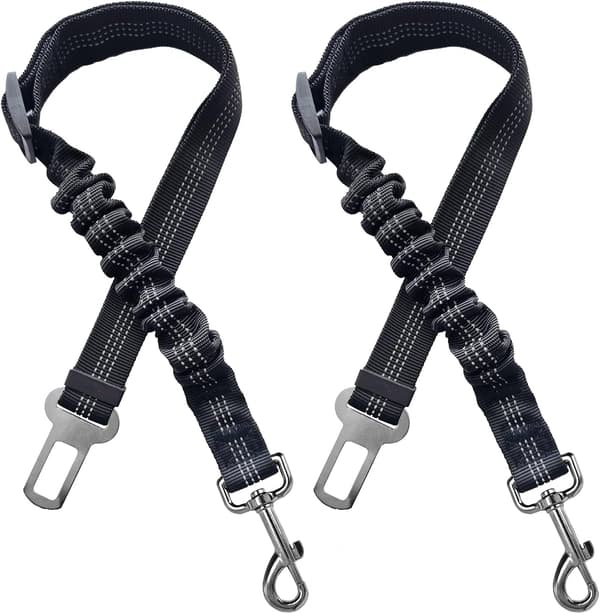 2-pack bilbälten för husdjur, resetillbehör, justerbart koppel, svart
