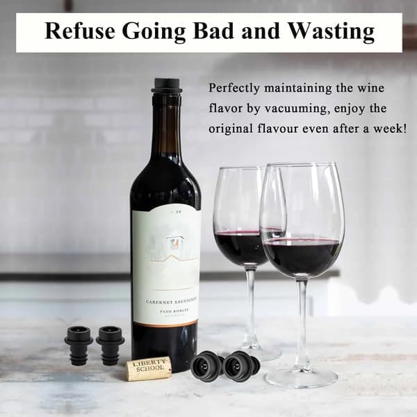 Vacu Vin Black Pump with Wine Stoppers - Keeps Wine Fresh