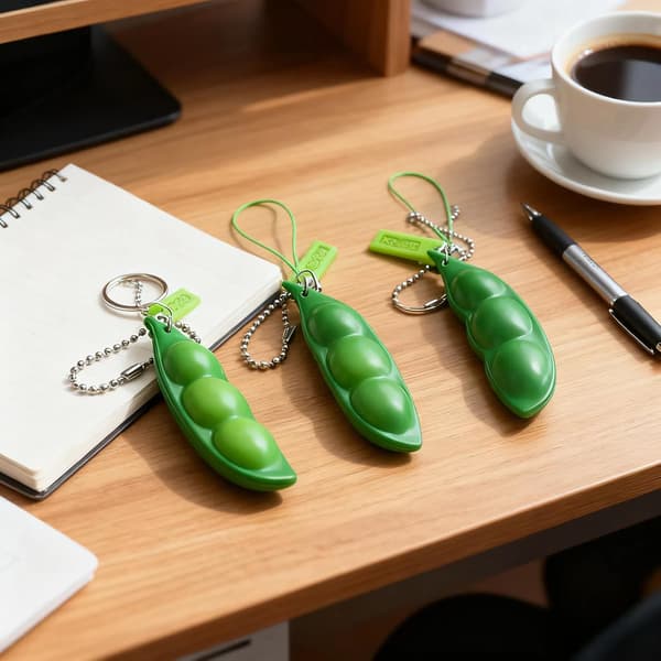 Squeeze Beans Nøglering Fidget Legetøj Squishy Ærtebælg Stressaflaster Bringer Sjov til Børn 3 STK Reducerer Angst og Stress