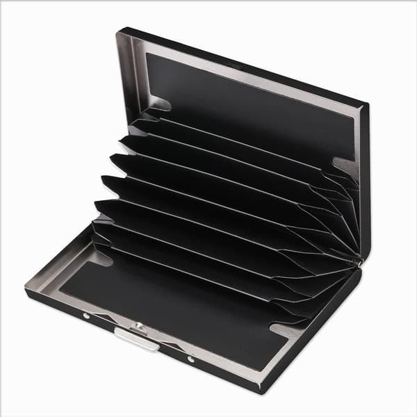 Kortholder med rum - Beskytter mod RFID - Rustfrit stål - Pung metal Sort black