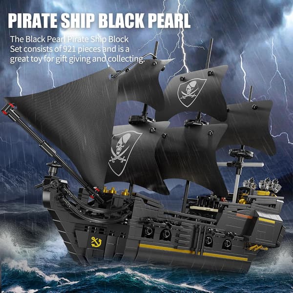 Piratfartyg Byggklossar Set – MOC Black Pearl Modell, Samlarobjekt för Hemmakontor, Present för Vuxna & Barn 8-14