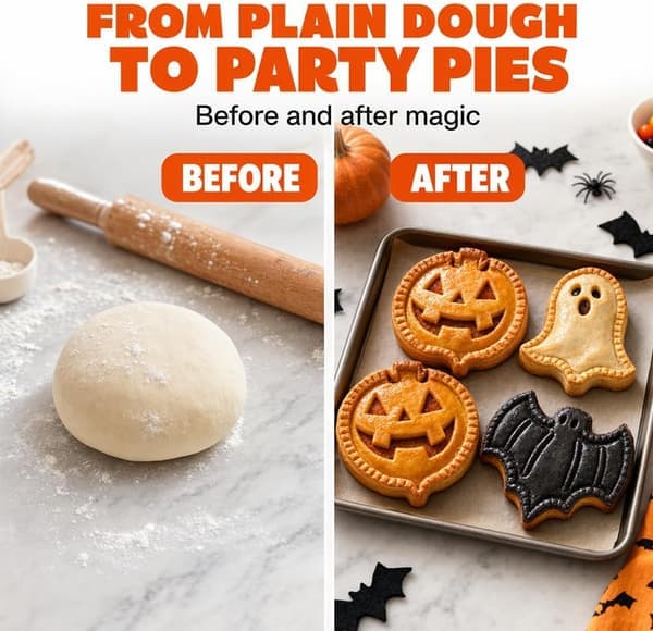 Mini Hand Pie Molds Set, 3 Pcs Pumpkin Bat Ghost Pie Press for Baking, Create Cute Pocket Pies Easily, Small Pastry Baking, 6 Pcs