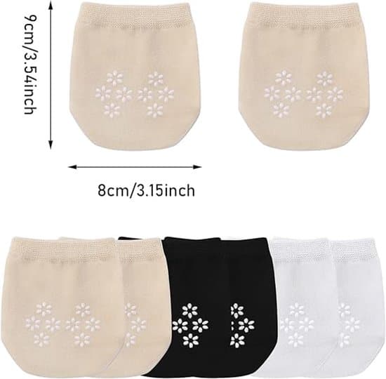 Fine bomuldståstrømper - One size - 6 par - Bomuld - Dametåstrømper Beige - Halve strømper - Yogastrømper - Glat tåsøm