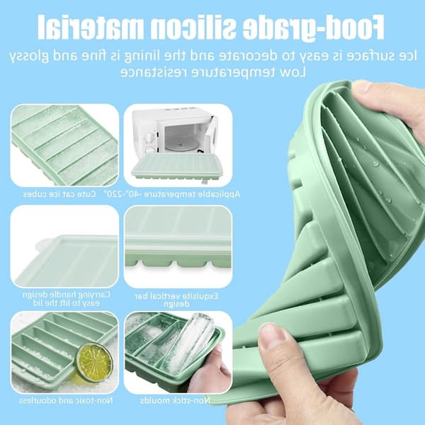 Silikonisbitform - Slank isbitform - Isbitform - 10 rom - 40 ml - Grønn