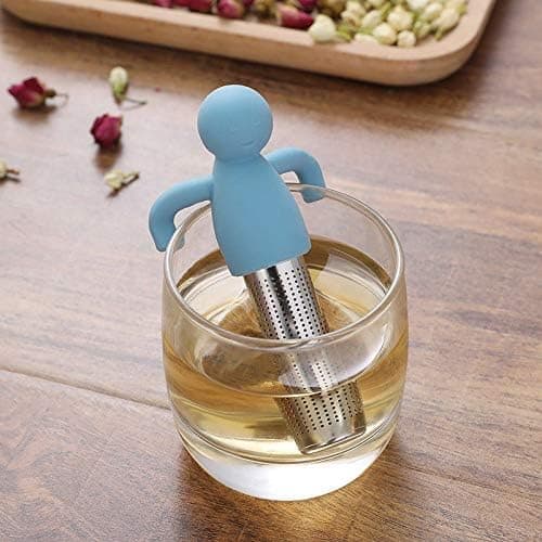 Te-infuser, søt løs te-sil, finmasket teballsil og diffusor i rustfritt stål med silikonlokk, for tekopper og krus.