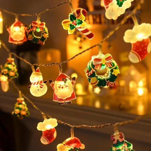 Christmas LED Santa Claus Snowman Hanging String Lights Creative Window Atmosphere Decoration String Lights Christmas Tree Holiday Lights Pendant