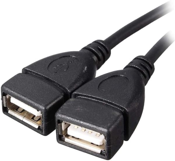 USB 2.0-adapter, dobbelt USB hunstik Y-splitter opladerkabel (2-pak) til bærbar computer/tablet/smartphone dataoverførsel/opladning