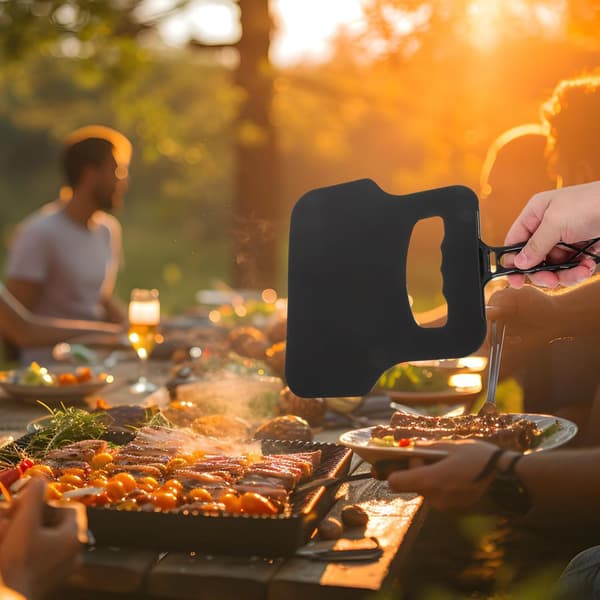 3-pak bærbart BBQ håndblæsersæt, letvægts plastik grillblæser, multifunktionel til udendørs madlavning og camping – sort