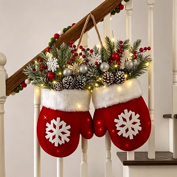 Glitterende julekrans / Glitterende julevotter