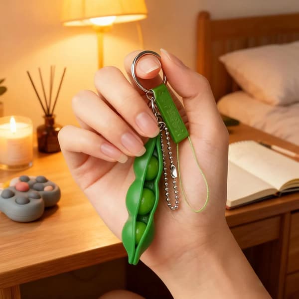 Squeeze Beans Nøglering Fidget Legetøj Squishy Ærtebælg Stressaflaster Bringer Sjov til Børn 3 STK Reducerer Angst og Stress