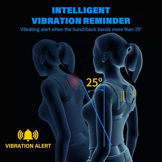 Smart kropsholdningskorrigerer justerbar med sensor og vibrationsfunktion blød rygstøtte til børn og voksne