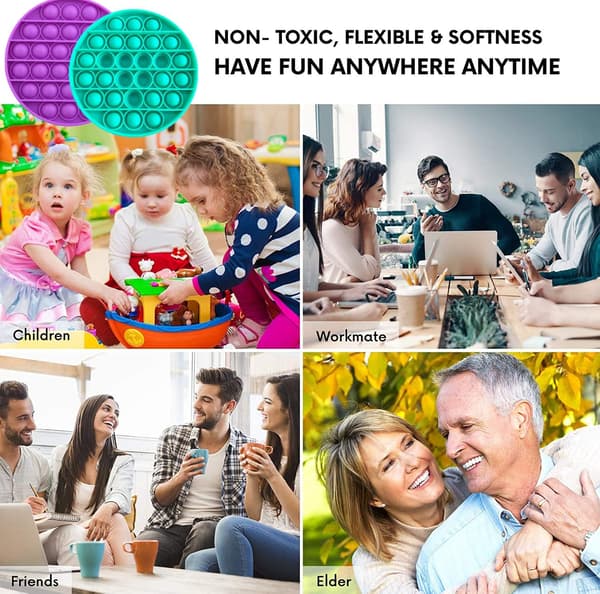 5-pack bubbel sensoriska stressavlastningsleksaker, press-bubbel stressavlastande sensoriska leksaker, stressavlastande leksaker, silikonklämleksaker, runda