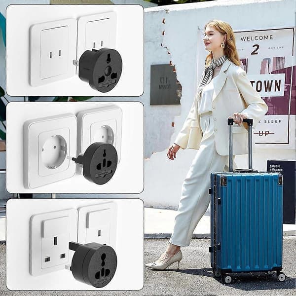 2 STK Reise Strømomformere, Internasjonal Pluggadapter, Universell Strømadapter, for USA, EU, Storbritannia, AU 160 Land