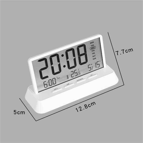 LED-display digital vekkerklokke med temperaturkalender slumrefunksjon svart