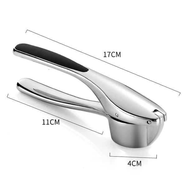High-Performance Garlic Press with Spikes, Easy to Press and Clean, Stainless Steel and Dishwasher Safe, Also Suitable for Mincing Ginger. Silver