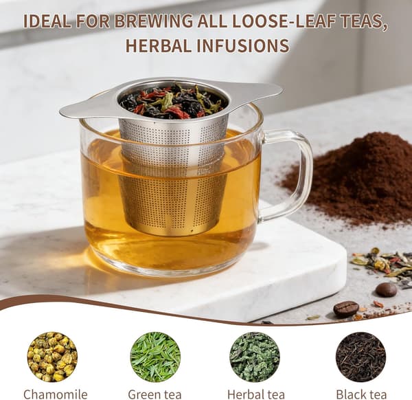 Te-infuser, te-si og si i rustfrit stål, te-si til løs te - Genanvendelig holdbar infuser til brygning af te og kaffe