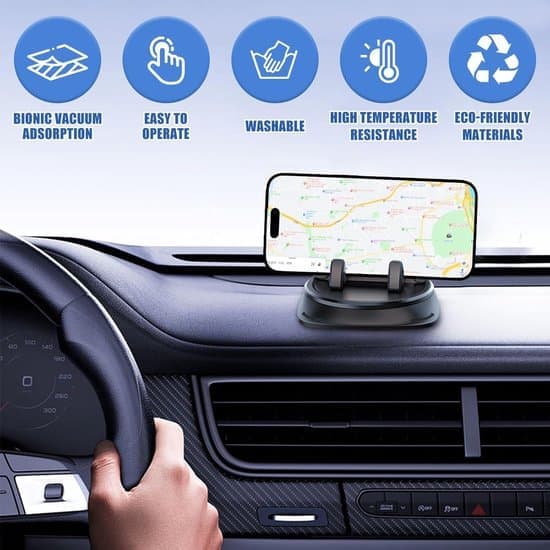 Biltelefonholder - Mobiltelefonholder - Sikker navigation - 360-graders roterbar - Universal - Sort