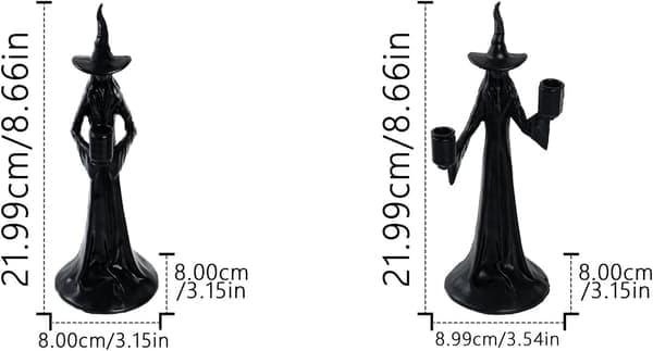 Halloween Witch Sculpture Candlestick Stand with Base Resin for Party Witch Figure Stand