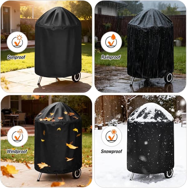 Grillovertræk - Weber - Rund - 210D Oxford - Vandtæt - Sort (76*91cm)