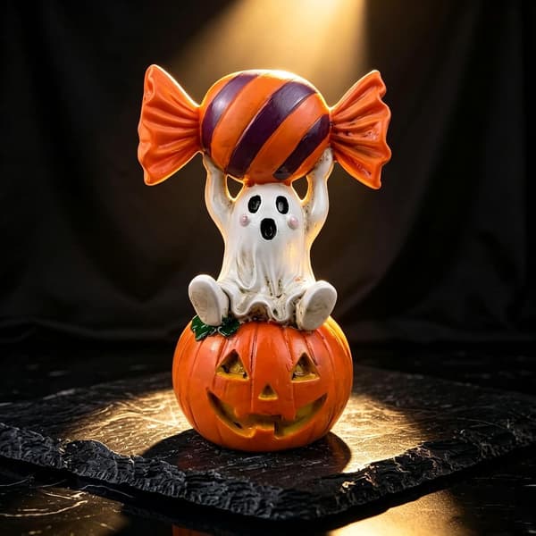 Halloween Spöke Pumpa Figur, Spöklik Bordsdekoration för Hem Lägenhet Bokhylla Vardagsrum Sovrum