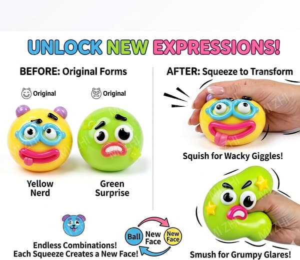 Sød hundefjæs Squishy Stressbold, Langsomt stigende sensorisk legetøj til angstlindring – Grøn Green