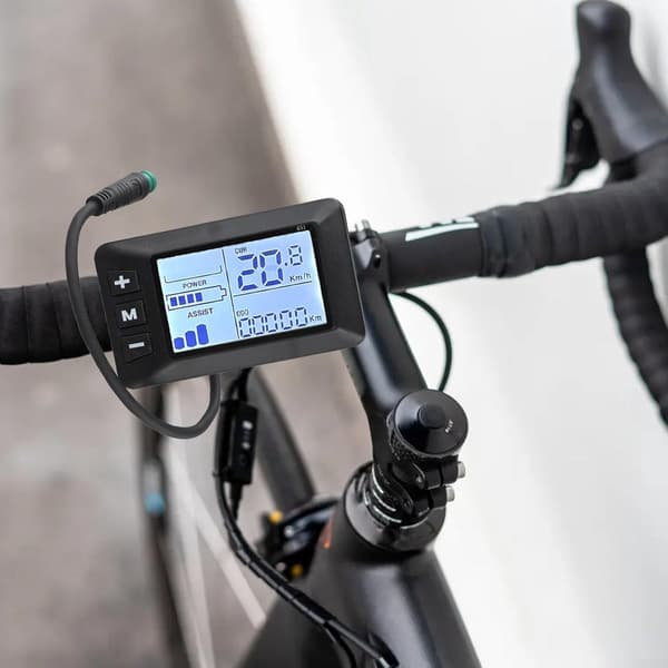 E-cykelcomputer - Cykel speedometer - LCD-skærm - 24V/36V/48V - Vandtæt 5-bens stik - ABS-materiale - Sort