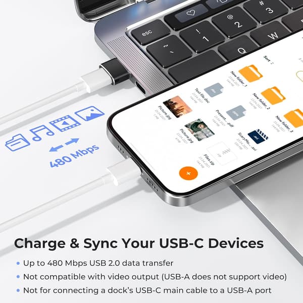 USB-USB C -adapteri 3 kpl, Type C naaras-USB A uroskaapelimuunnin