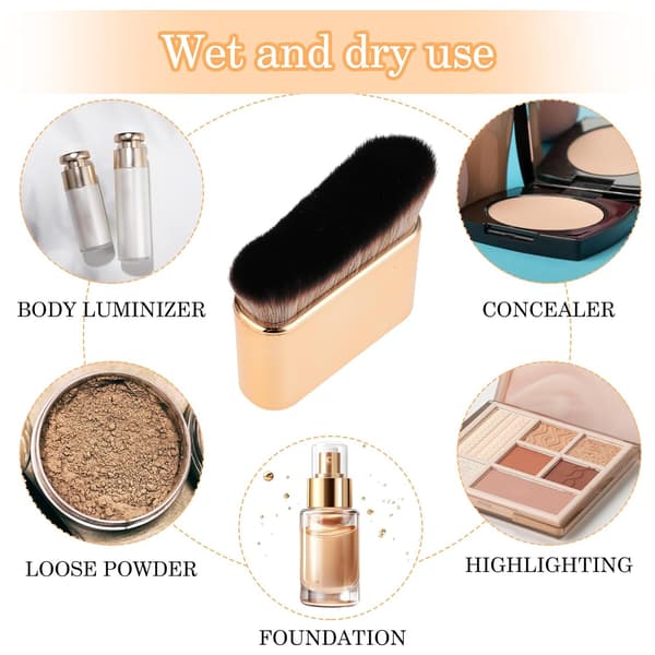 Selvbrunerbørste Blød Kropsmakeupbørste Bærbar Selvbrunerbørste Selvbruner Ansigtsbørste Kabuki Foundationbørste til Krops- og Benmakeup (Roseguld)