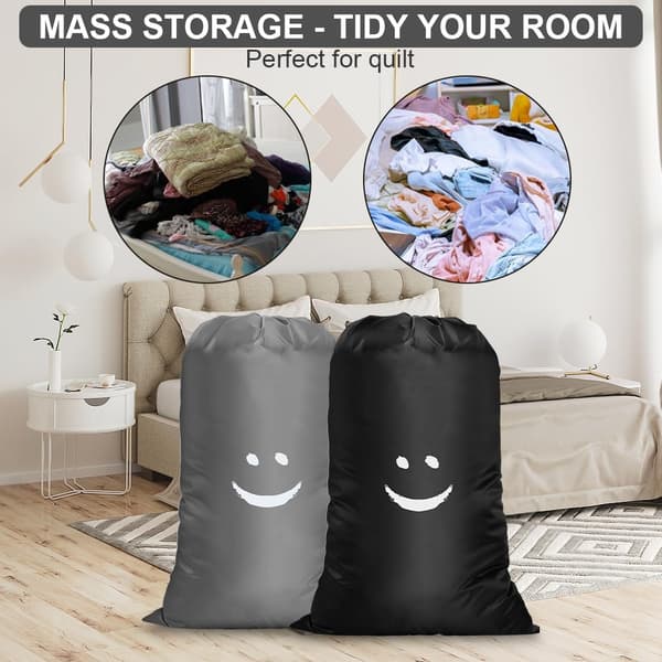 2-pack extra stora tvättpåsar 61x91cm, vikbar förvaringssäck med dragsko, rivtålig – för resor, badrum, sovrum, studentrum