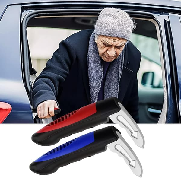 Bilhåndtak for eldre, dørhåndtak for bil, multifunksjonelt bilhåndtak, støttebøyle for funksjonshemmede eldre, rød og blå
