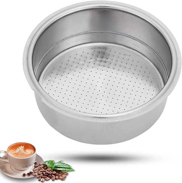 Kaffefilterpapir i rustfrit stål, 51 mm dobbeltlags tryksat filterkurv, espressokaffefilterkurv (til to kopper).